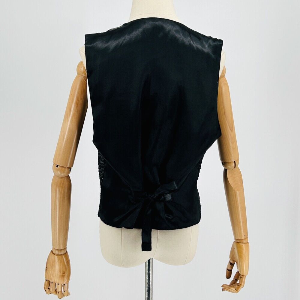 Nwt AJNY Black Elegant Formal Sequin Satin Vest Size M - Picture 5 of 8